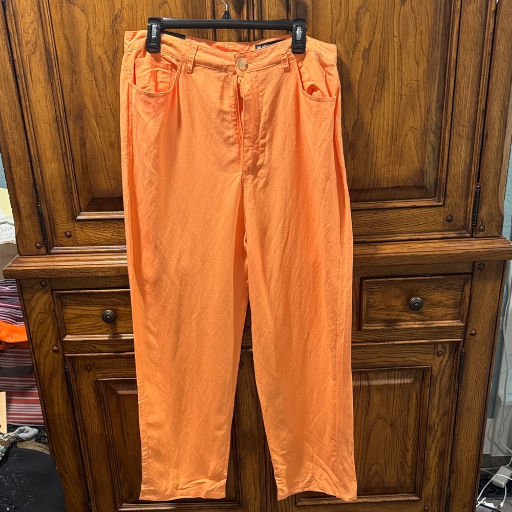 Blank NYC Vibrant Orange women’s linen Chinos